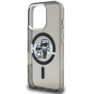 Karl Lagerfeld IML Glitter Karl and Choupette Sketch iPhone 16 Pro MagSafe kompatibilis hátlap tok, fekete