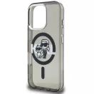 Karl Lagerfeld IML Glitter Karl and Choupette Sketch iPhone 15 Pro Max MagSafe kompatibilis hátlap tok, fekete