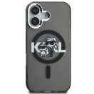 Karl Lagerfeld IML Glitter Karl and Choupette Sketch iPhone 16 MagSafe kompatibilis hátlap tok, fekete