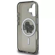   Karl Lagerfeld IML Glitter Karl and Choupette Sketch iPhone 16 MagSafe kompatibilis hátlap tok, fekete