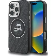   Karl Lagerfeld IML K&CH Heads Repeated Logo iPhone 15 Pro Max MagSafe kompatibilis hátlap tok, fekete