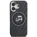 Karl Lagerfeld IML K&CH Heads Repeated Logo iPhone 16 MagSafe kompatibilis hátlap tok, fekete