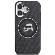   Karl Lagerfeld IML K&CH Heads Repeated Logo iPhone 16 MagSafe kompatibilis hátlap tok, fekete