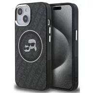  Karl Lagerfeld IML K&CH Heads Repeated Logo iPhone 15 MagSafe kompatibilis hátlap tok, fekete