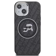   Karl Lagerfeld IML K&CH Heads Repeated Logo iPhone 15 MagSafe kompatibilis hátlap tok, fekete