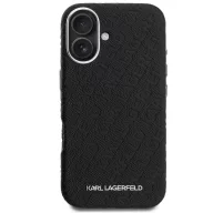   Karl Lagerfeld Grained PU Repeated Logo iPhone 16 MagSafe kompatibilis hátlap tok, fekete