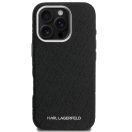 Karl Lagerfeld Grained PU Repeated Logo iPhone 16 Pro Max MagSafe kompatibilis hátlap tok, fekete