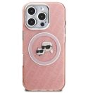 Karl Lagerfeld IML K&CH Heads Repeated Logo iPhone 16 Pro Max MagSafe kompatibilis hátlap tok, rózsaszín