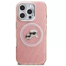 Karl Lagerfeld IML K&CH Heads Repeated Logo iPhone 16 Pro MagSafe kompatibilis hátlap tok, rózsaszín