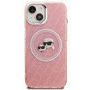 Karl Lagerfeld IML K&CH Heads Repeated Logo iPhone 15 MagSafe kompatibilis hátlap tok, rózsaszín