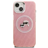   Karl Lagerfeld IML K&CH Heads Repeated Logo iPhone 15 MagSafe kompatibilis hátlap tok, rózsaszín
