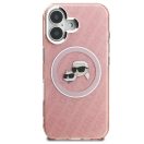 Karl Lagerfeld IML K&CH Heads Repeated Logo iPhone 16 MagSafe kompatibilis hátlap tok, rózsaszín