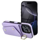 Wonder iPhone 13 kártyatartós tok gyűrűs kitámasztóval, csuklóra / vállra akasztható pánttal, lila