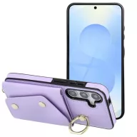   Wonder Samsung Galaxy S25 Ultra kártyatartós tok gyűrűs kitámasztóval, csuklóra / vállra akasztható pánttal, lila