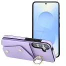 Wonder Samsung Galaxy S25+ kártyatartós tok gyűrűs kitámasztóval, csuklóra / vállra akasztható pánttal, lila