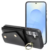   Wonder Samsung Galaxy A36 5G kártyatartós tok gyűrűs kitámasztóval, csuklóra / vállra akasztható pánttal, fekete