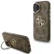 Guess PU 4G Metal Logo Apple iPhone 16 hátlap tok kitámasztható kamera peremmel, barna-arany