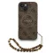 Guess PU Leather 4G Colored Ring Strap Apple iPhone 15 MagSafe tok barna színű karpánttal, barna-arany