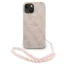 Guess PU Leather 4G Colored Ring Strap Apple iPhone 14 MagSafe tok korall színű karpánttal, rózsaszín-arany