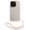 Guess PU Leather 4G Colored Ring Strap Apple iPhone 16 Pro MagSafe tok korall színű karpánttal, rózsaszín-arany