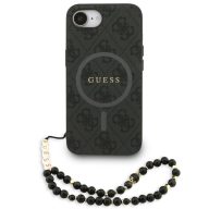  Guess PU Leather 4G Colored Ring Strap Apple iPhone 17e / iPhone 16e MagSafe tok fekete színű karpánttal, fekete-arany