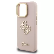   Guess PU Grained 4G Logo Stand Camera Frame iPhone 15 Pro hátlap tok kitámasztóval, rózsaszín