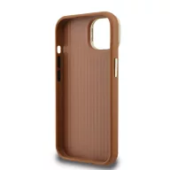   Guess PU Grained 4G Logo Stand Camera Frame iPhone 13 hátlap tok kitámasztóval, barna