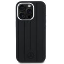 Mercedes Liquid Silicon Stripes Pattern Apple iPhone 16 Pro MagSafe kompatibilis tok kameravédő peremmel, fekete-ezüst