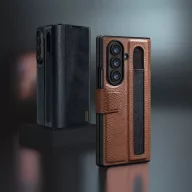   Nillkin Aoge Samsung Galaxy Z Fold 7 bőr mágneses oldalra nyíló tok, S Pen tartóval, fekete