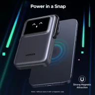   Ugreen PB572 Uno Powerbank / külső akkumulátor okos kijelzővel, USB-C port, PD + QI, 10000mAh, 20W, szürke