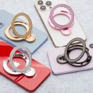 Kör alakú telefontartó kitámasztóval, csillámos rózsaszín