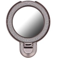   Kör alakú tükrös telefontartó kitámasztóval, csillámos fekete