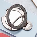 Kör alakú tükrös telefontartó kitámasztóval, csillámos fekete