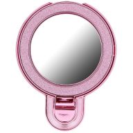   Kör alakú tükrös telefontartó kitámasztóval, csillámos rózsaszín