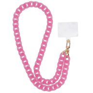   Panama nyakba / vállra akasztható telefontartó, 80cm, láncos, rózsaszín
