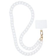   Panama nyakba / vállra akasztható telefontartó, 80cm, láncos, fehér