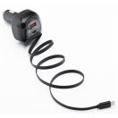 Forcell F-Energy USB-C-USB-A autós töltő behúzható kábellel, PD QC4.0, SFC2.0, 3A, 75W, fekete