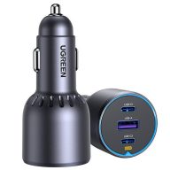 Ugreen EC703 2xUSB-C-USB-A autós töltő, 75W, fekete