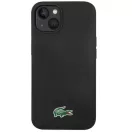 Lacoste Liquid Silicone Microfiber Croc Logo MagSafe iPhone 13 / 14 / 15 szilikon tok, fekete
