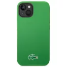 Lacoste Liquid Silicone Microfiber Croc Logo MagSafe iPhone 13 / 14 / 15 szilikon tok, zöld