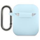 Lacoste Liquid Silicone Glossy Printing Logo AirPods 1/2 szilikon tok karabinerrel, kék