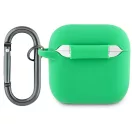 Lacoste Liquid Silicone Croc Logo Airpods 5 / Airpods 4 szilikon tok karabinerrel, zöld