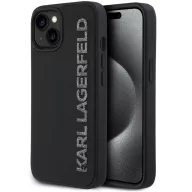   Karl Lagerfeld 3D Rubber Glitter Logo iPhone 13 csillámos hátlap tok, fekete