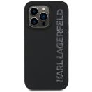 Karl Lagerfeld 3D Rubber Glitter Logo iPhone 13 Pro csillámos hátlap tok, fekete