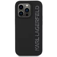   Karl Lagerfeld 3D Rubber Glitter Logo iPhone 13 Pro csillámos hátlap tok, fekete