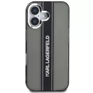   Karl Lagerfeld IML Stripe Logo iPhone 16 tok kameravédő peremmel, fekete