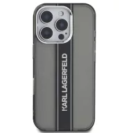   Karl Lagerfeld IML Stripe Logo iPhone 16 Pro Max tok kameravédő peremmel, fekete