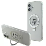   Karl Lagerfeld Ringstand Karl and Choupette iPhone 16 MagSafe tok kitámasztóval, fehér