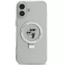 Karl Lagerfeld Ringstand Karl and Choupette iPhone 16 MagSafe tok kitámasztóval, fehér