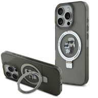   Karl Lagerfeld Ringstand Karl and Choupette iPhone 15 Pro MagSafe tok kitámasztóval, fekete